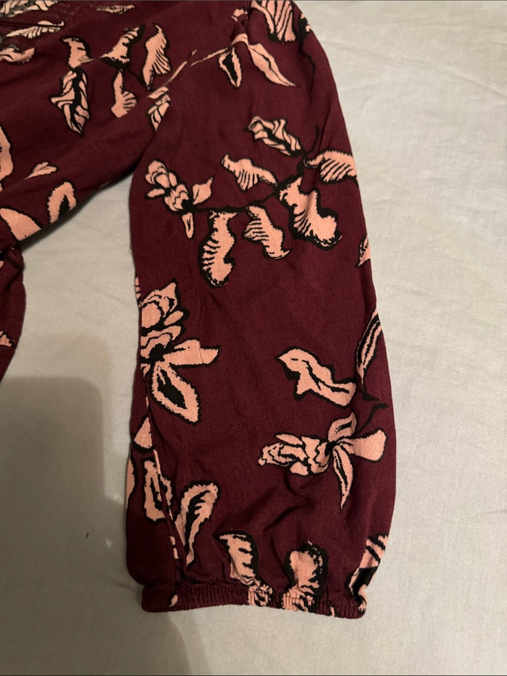 Sonoma Burgundy Floral Long-Sleeve Midi Dress with Pink Print - Picture 6 of 9